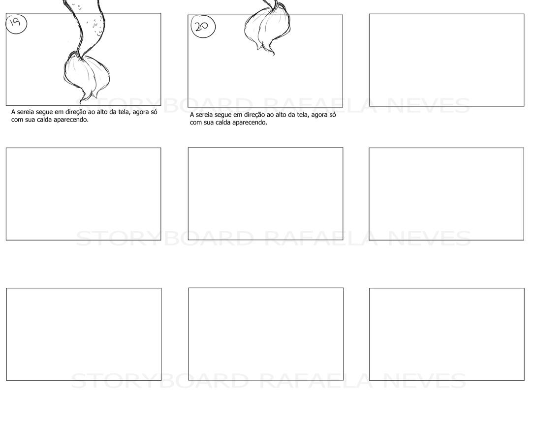 Storyboard Teaser Medo da Sereia para aula de Animação e Videografismo.