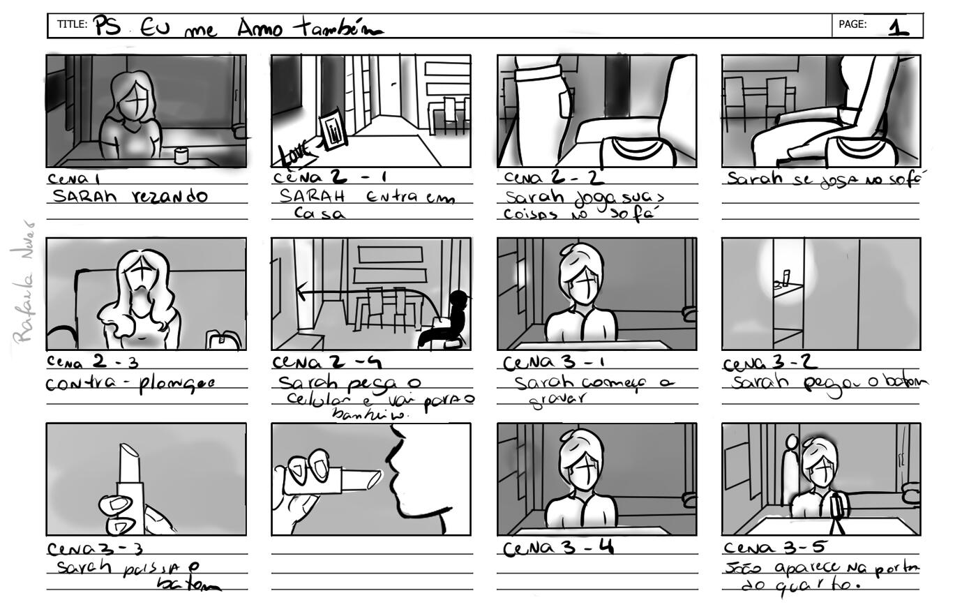 Storyboard Episódio 1 da Websérie, PS: Eu Também me Amo
